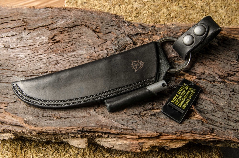 Bushcraft Leather Sheath Black TOPS Knives Tactical OPS USA