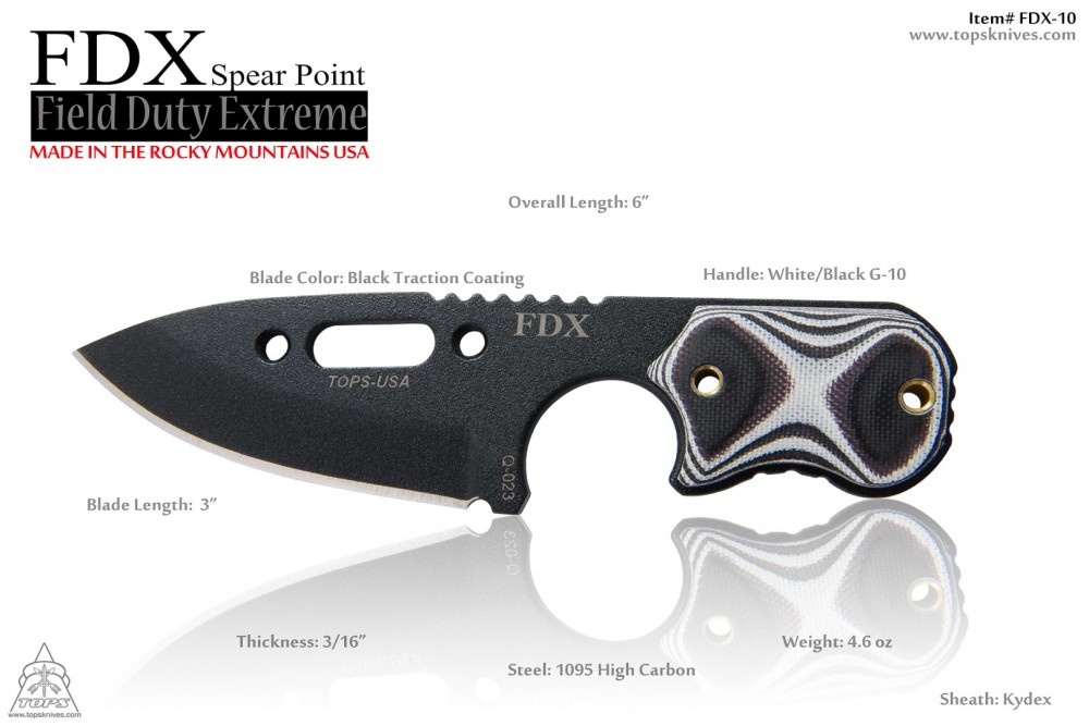 FDX Spear Point Knife - TOPS Knives Tactical OPS USA