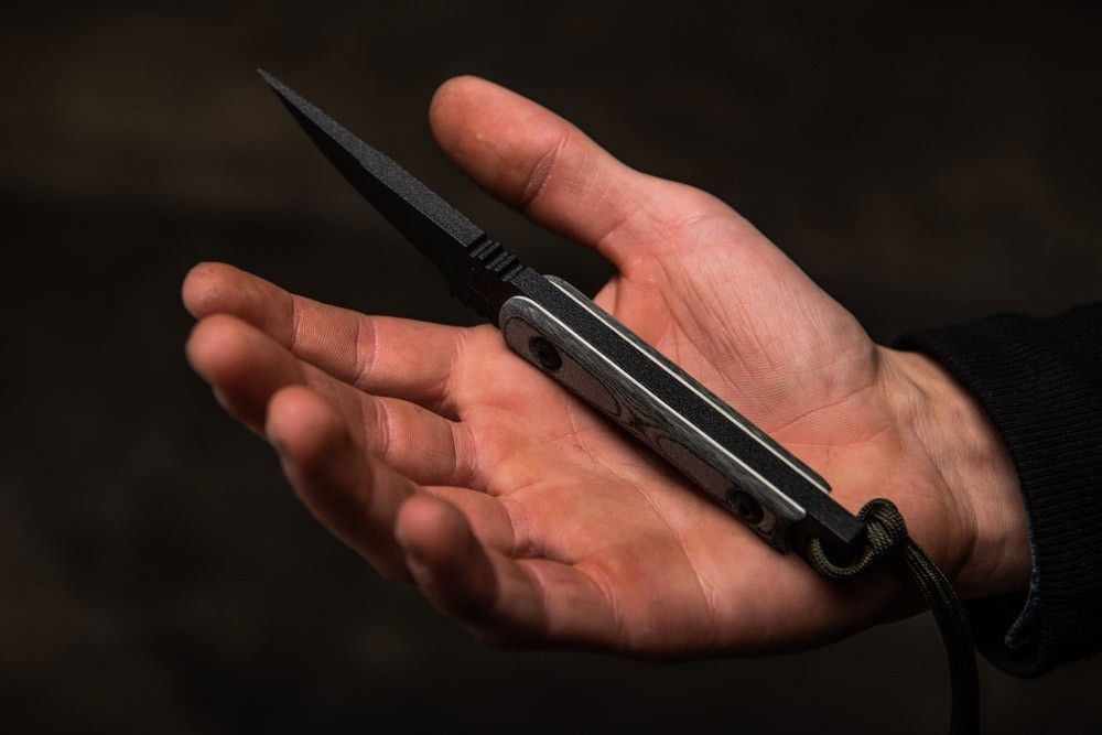 Tops Scalpel Fixed Blade Knife Black Linen Micarta Handle Plain Edge TPSS07