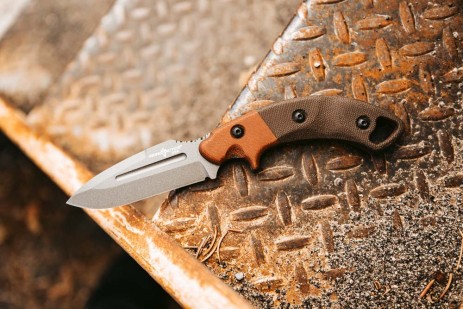 Viking Tactics Crusader Knife by VTAC with Tungsten Cerakote finish and Micarta handle