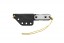 TOPS ALRT XL-03 compact fixed blade knife featuring a black utility blade with a durable angular tip and black canvas micarta handles.