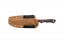 Viking Tactics Norseman fixed blade knife secured in its Coyote Tan Kydex sheath with MOLLE-Loks attached.