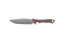 Viking Tactics Norseman knife with tan and green Micarta handle featuring blood red liners and Tungsten Cerakote blade.